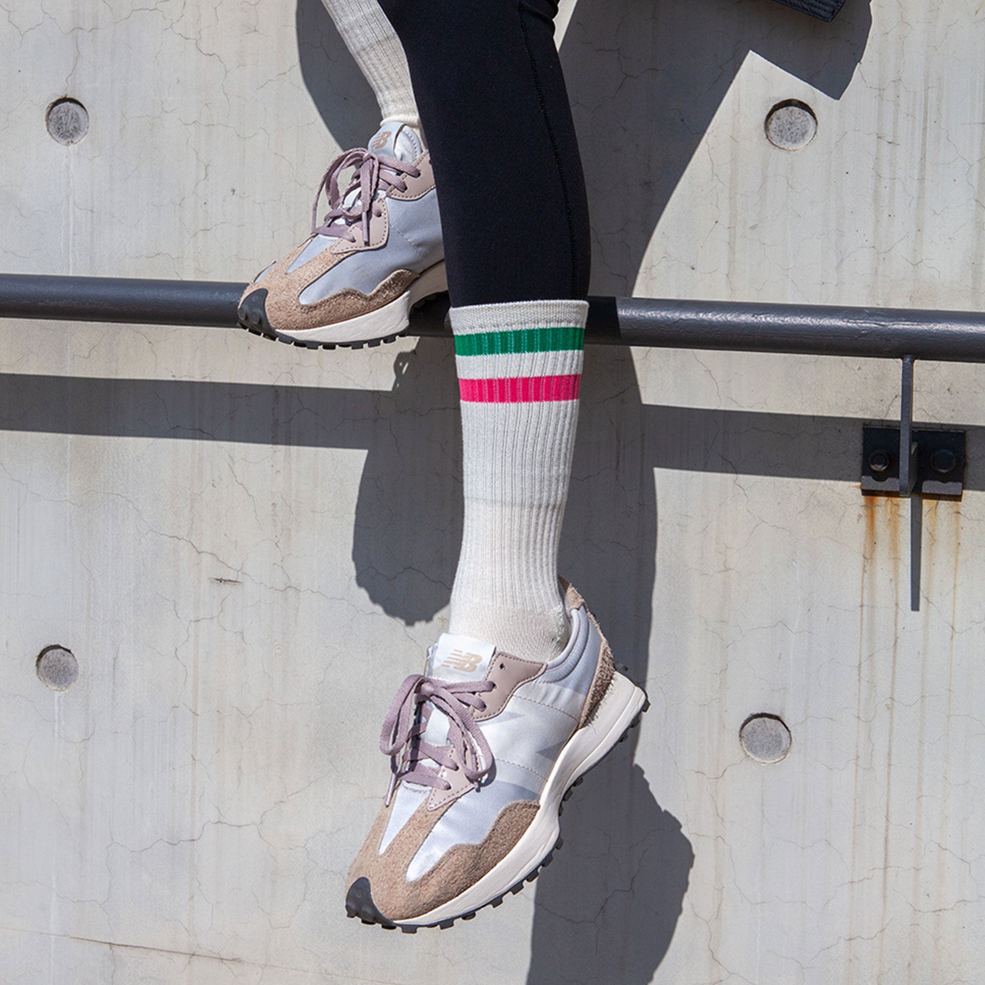 Women&#39;s Vintage Stripe Socks - Green, Pink, &amp; Cream