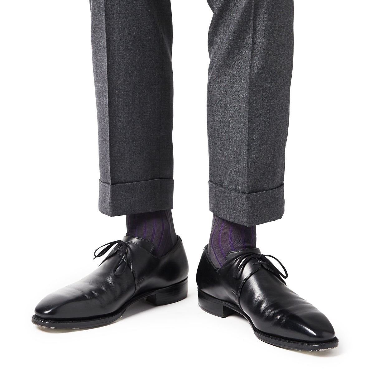 Men's Two-Tone Ribbed Socks - Gray & Purple – Votta Socks