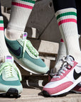 Women's Vintage Stripe Socks - Green, Pink, & Cream