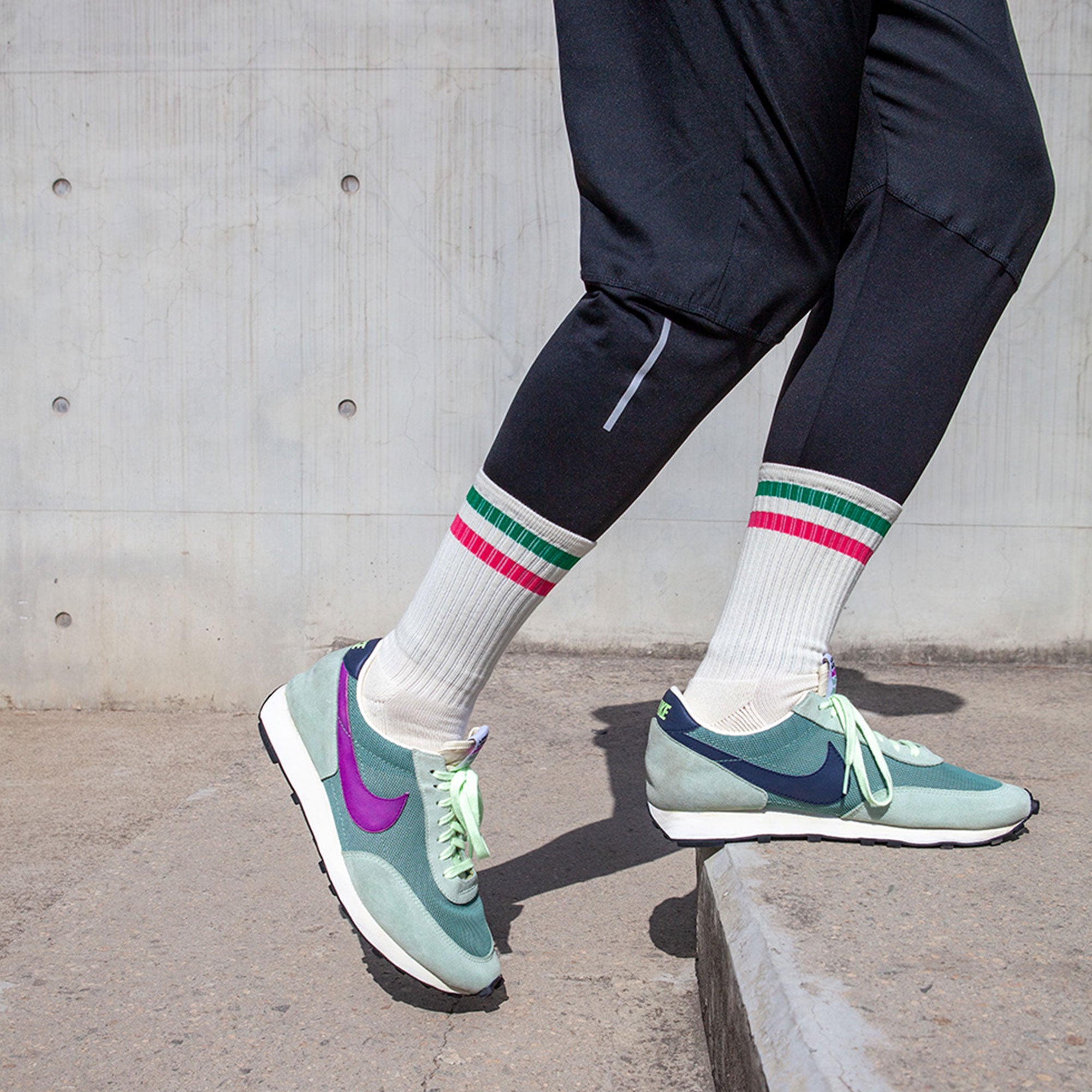 Men&#39;s Vintage Stripe Socks - Green, Pink, &amp; Cream