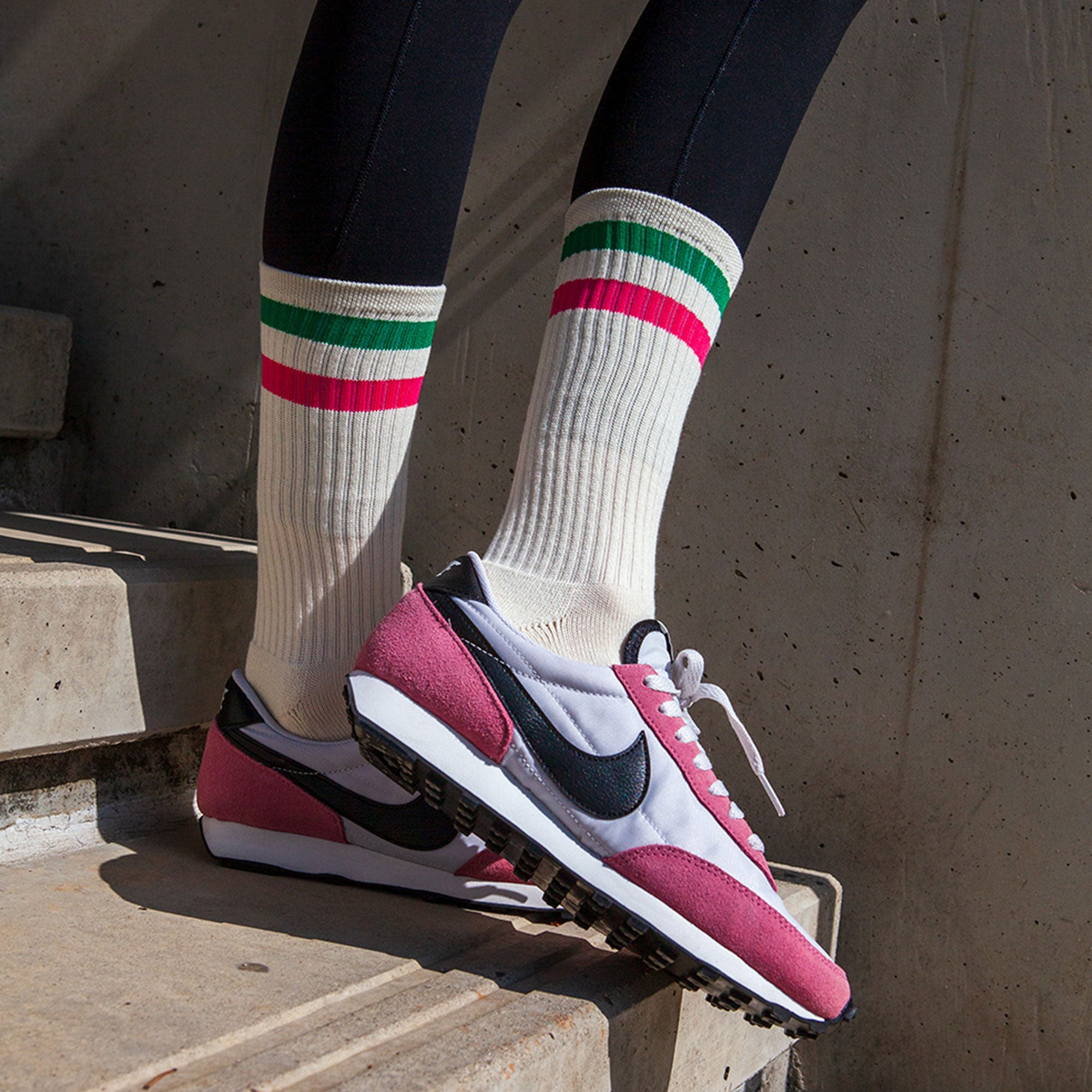 Men&#39;s Vintage Stripe Socks - Green, Pink, &amp; Cream