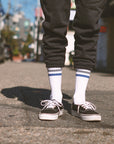 Women's Vintage Stripe Socks - Gray, Navy, & White