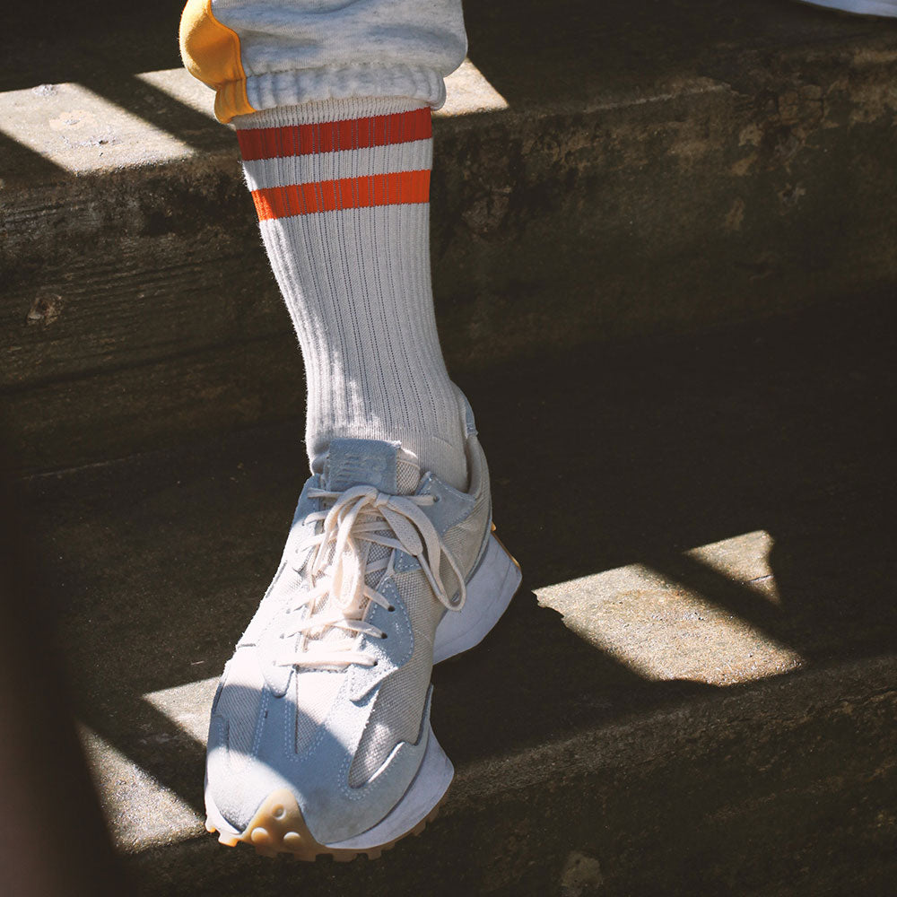 Men&#39;s Vintage Stripe Socks - Red, Orange, &amp; Cream