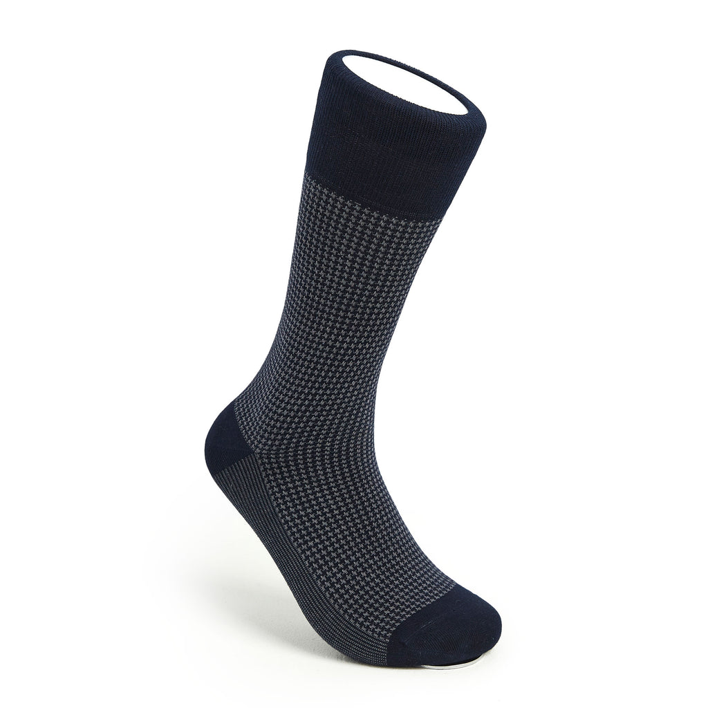 Men's Houndstooth Socks Navy & Gray Votta Socks