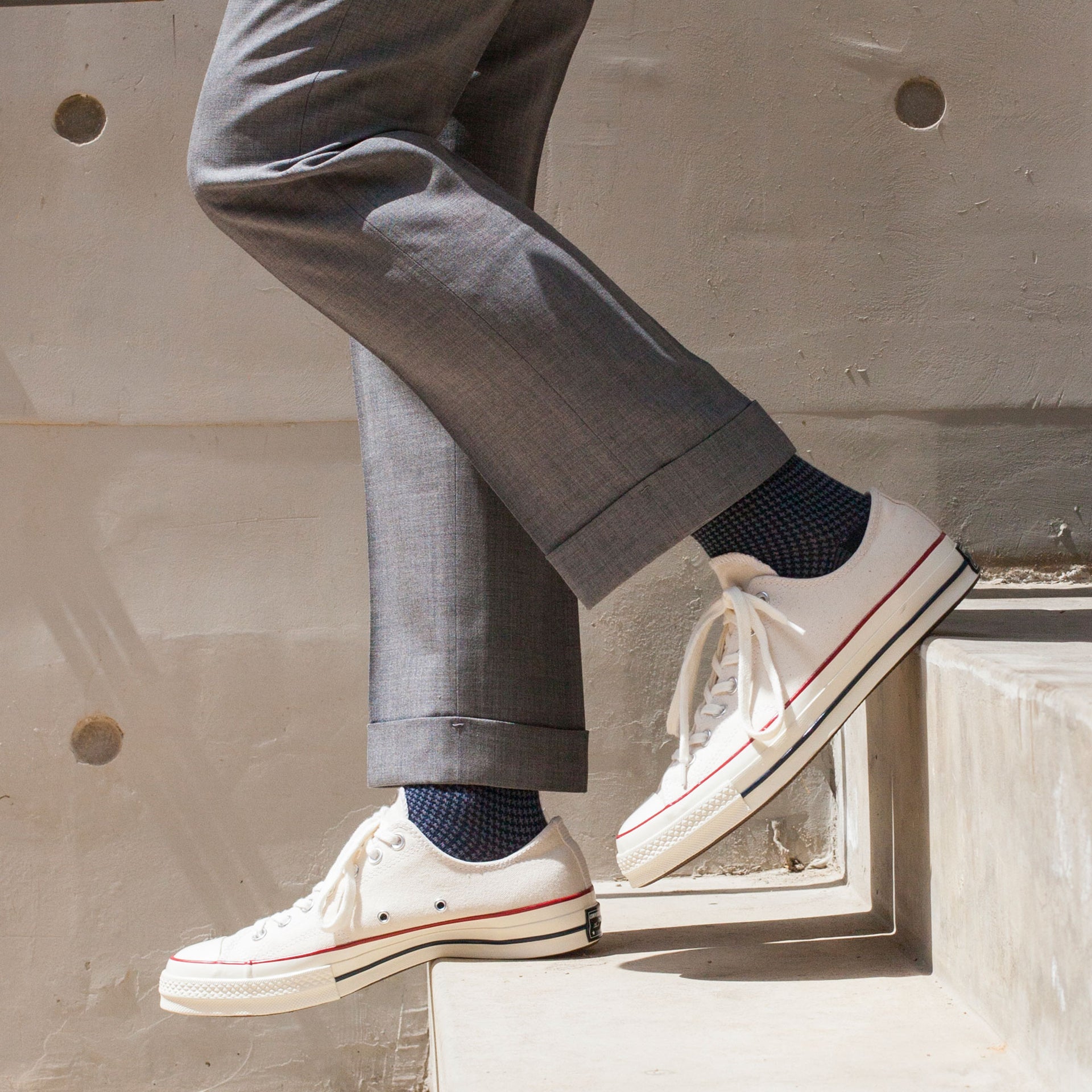 Men's Houndstooth Socks Navy & Gray Votta Socks