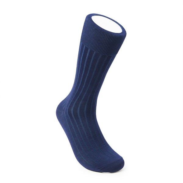 Men's Two-Tone Ribbed Socks - Navy & Blue