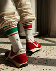 Men's Mismatched Vintage Stripe Socks - Red, Green, & White