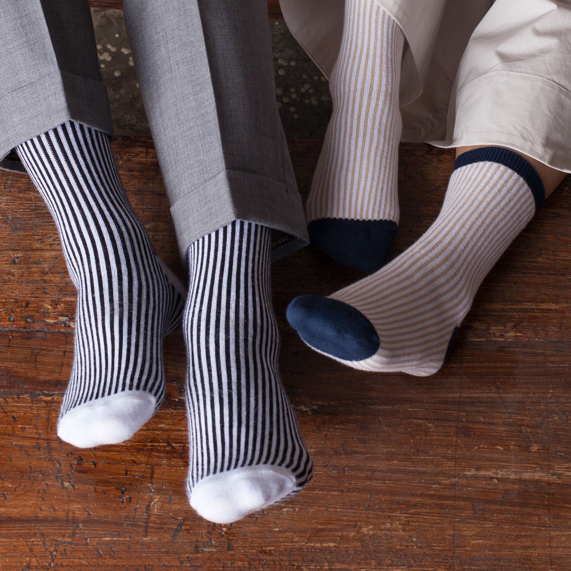 Women&#39;s Swoony Lines Socks - Beige, Ivory, &amp; Navy