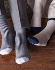 Women's Swoony Lines Socks - Beige, Ivory, & Navy