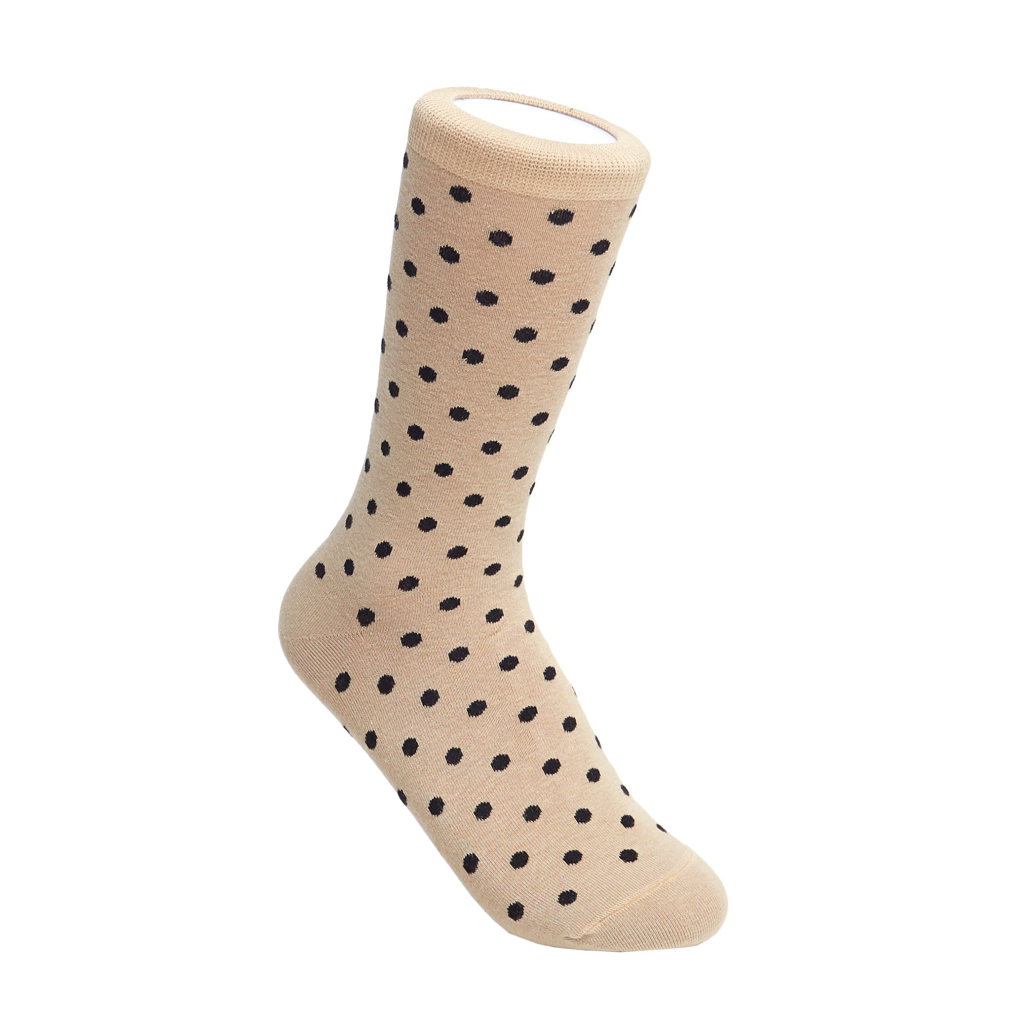 Women&#39;s Polka Dot Patterned Beige &amp; Black Socks