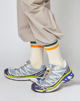 Women's Vintage Stripe Socks - Green, Orange, & Cream