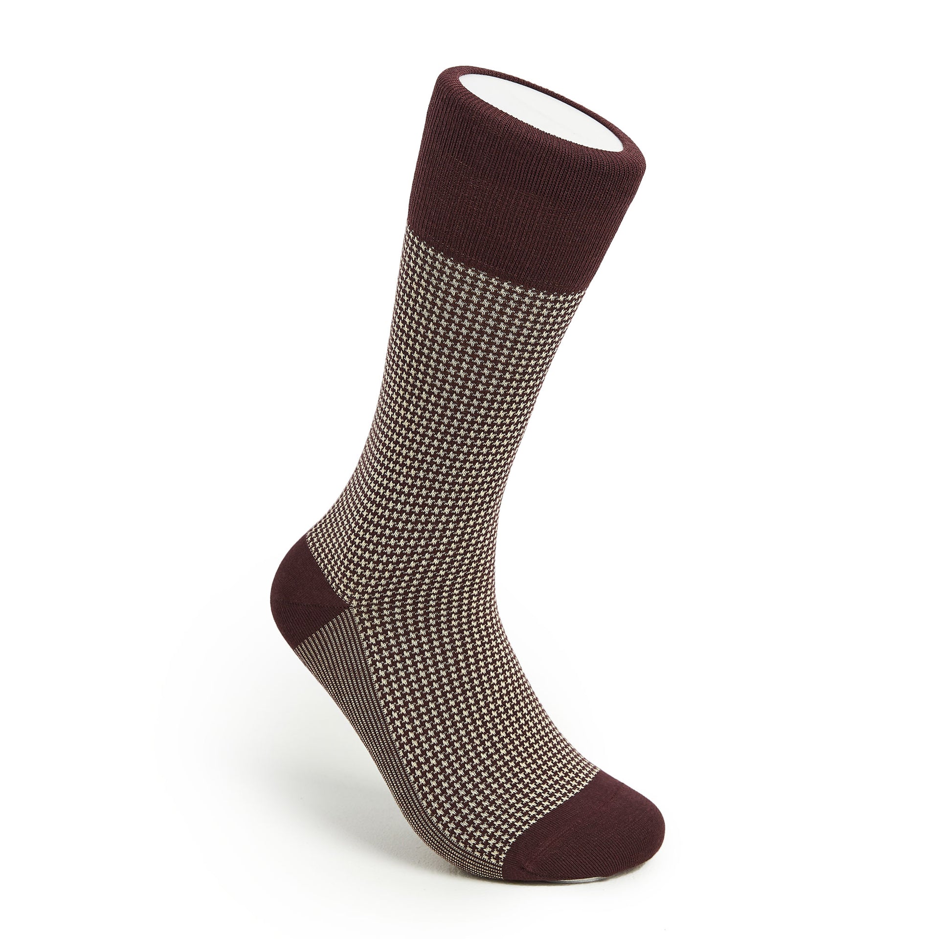 Men's Houndstooth Socks Brown & White Votta Socks