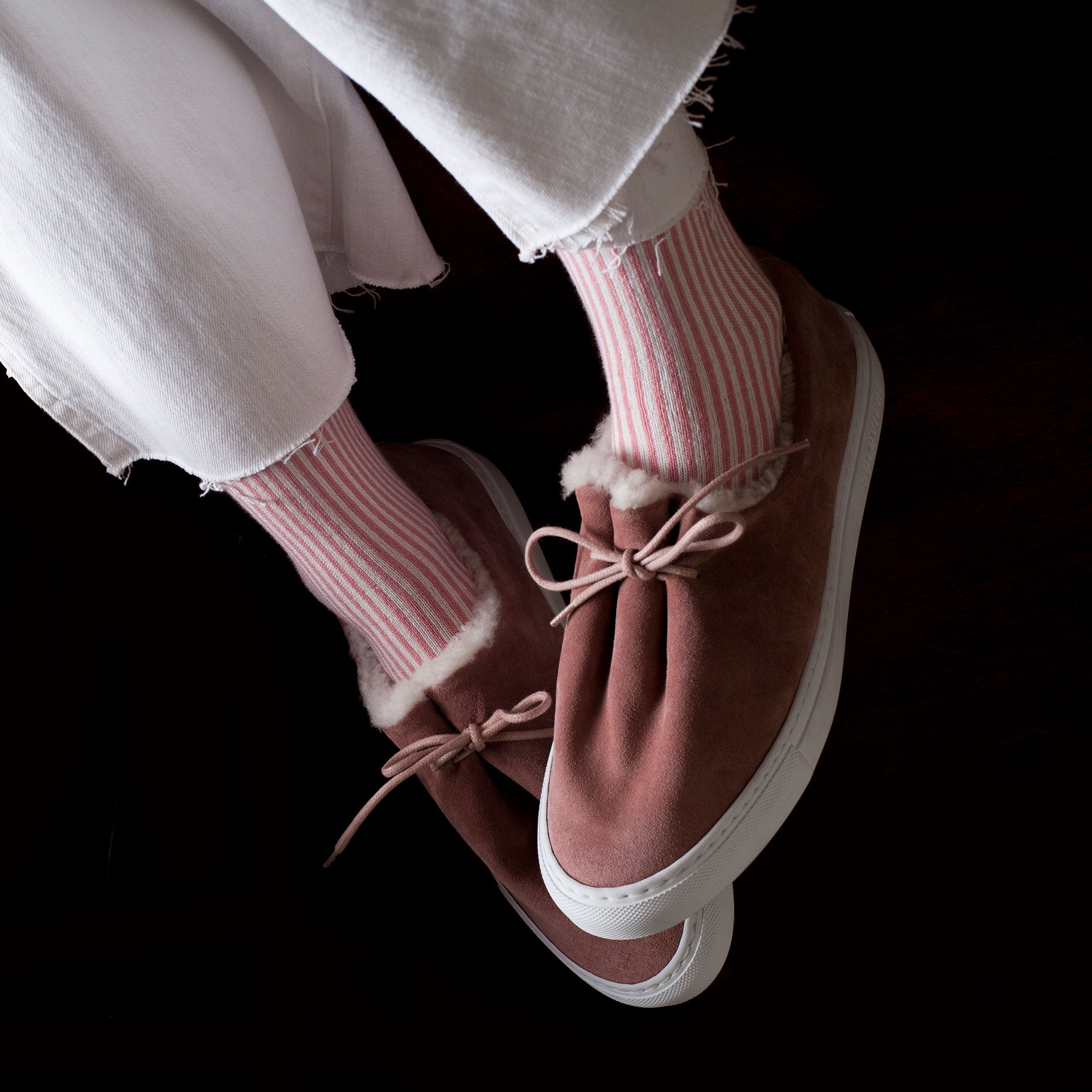 Women&#39;s Swoony Lines Socks - Pink &amp; Ivory