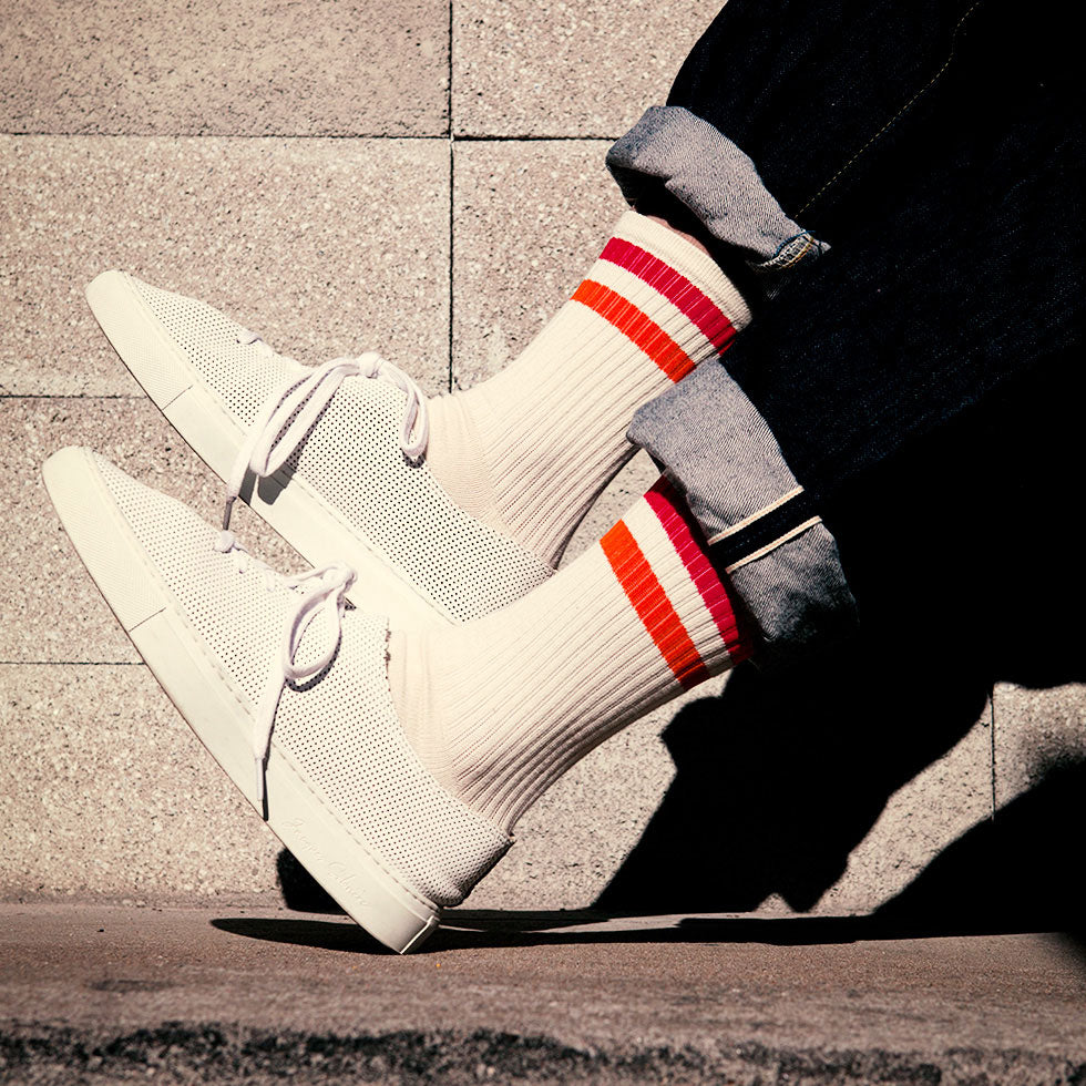 Men&#39;s Vintage Stripe Socks - Red, Orange, &amp; Cream