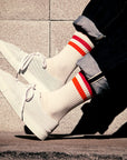 Men's Vintage Stripe Socks - Red, Orange, & Cream