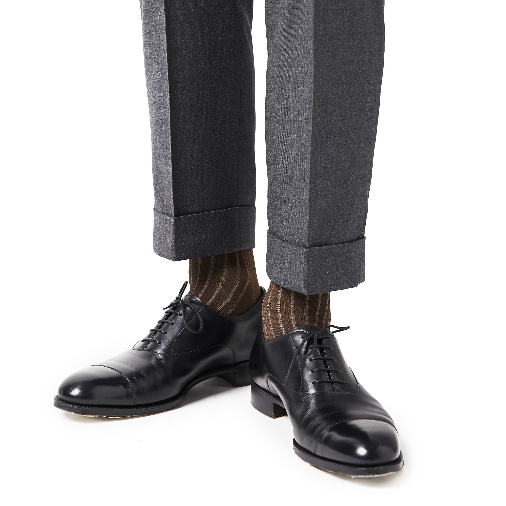 Men's Two-Tone Ribbed Socks - Brown & Ivory – Votta Socks