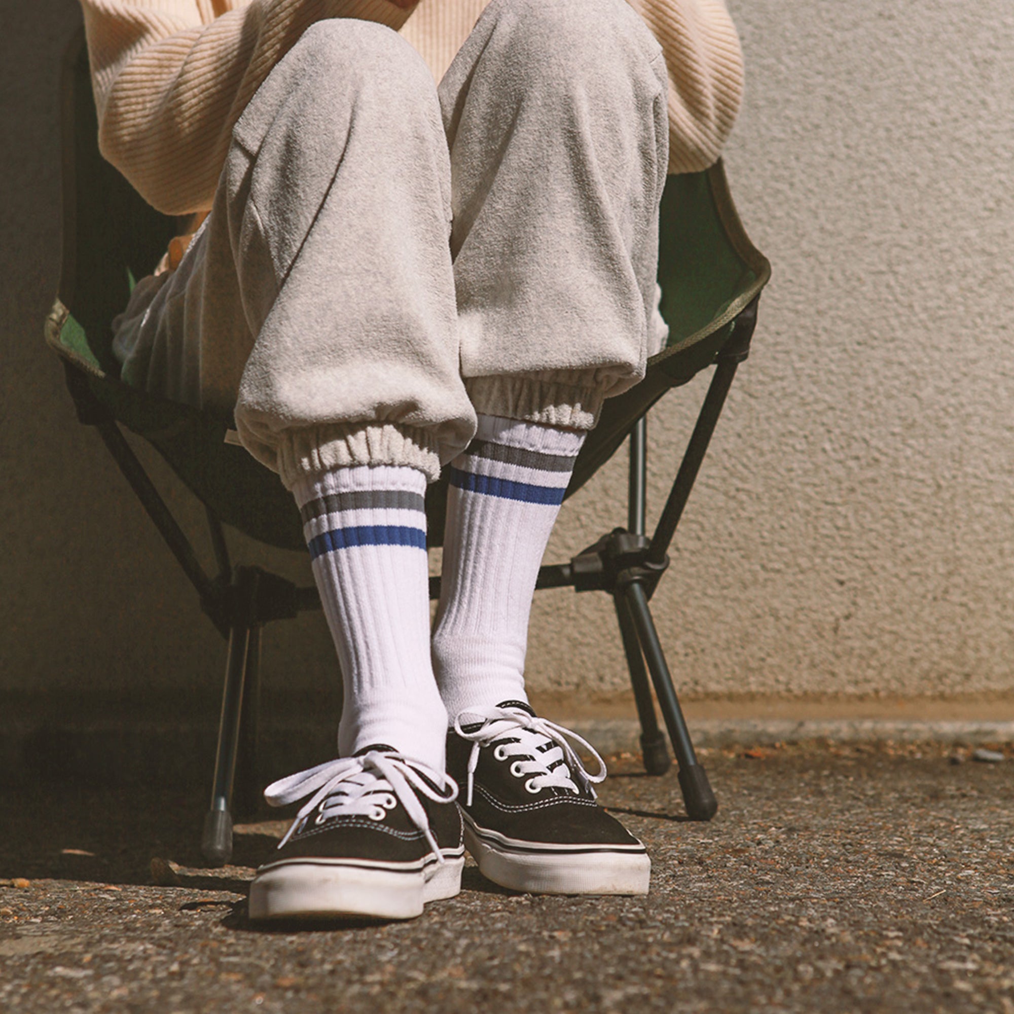 Women&#39;s Vintage Stripe Socks - Gray, Navy, &amp; White