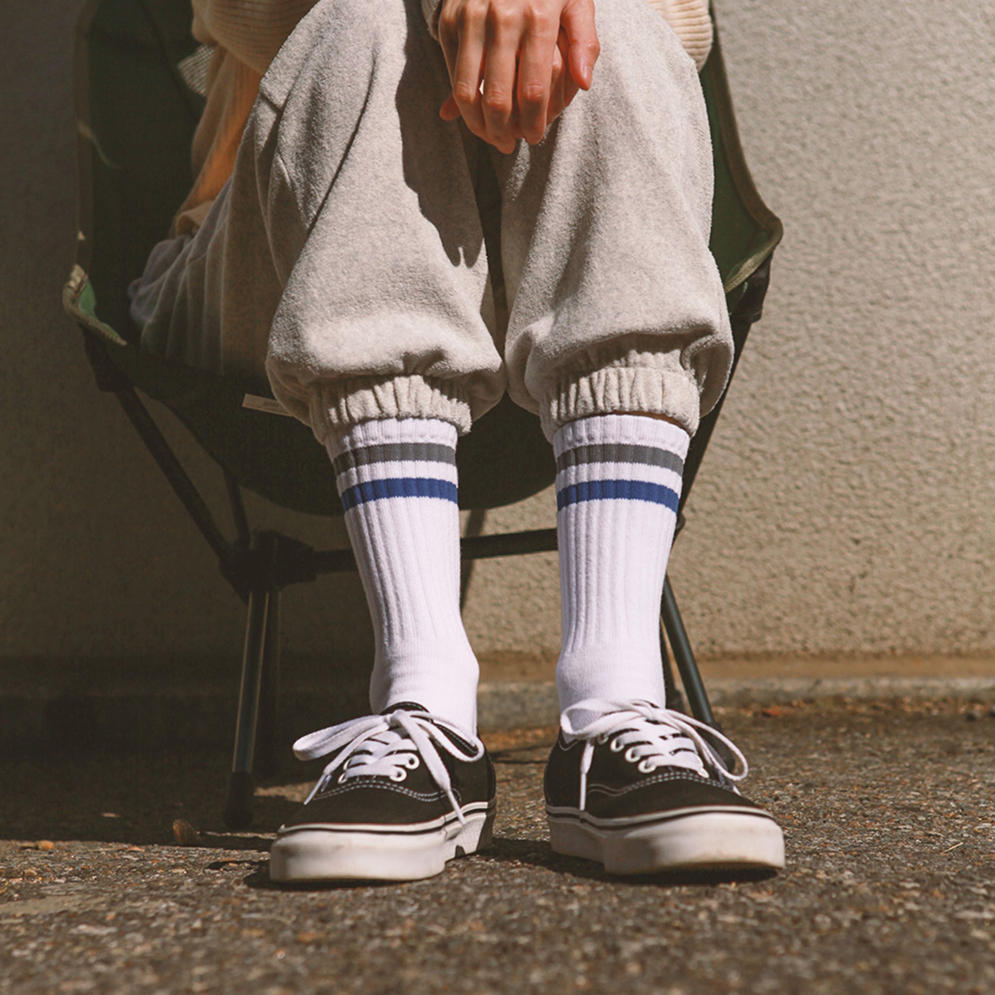 Women&#39;s Vintage Stripe Socks - Gray, Navy, &amp; White