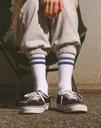 Women's Vintage Stripe Socks - Gray, Navy, & White