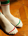 Women's Mismatched Vintage Stripe Socks - Red, Green, & White