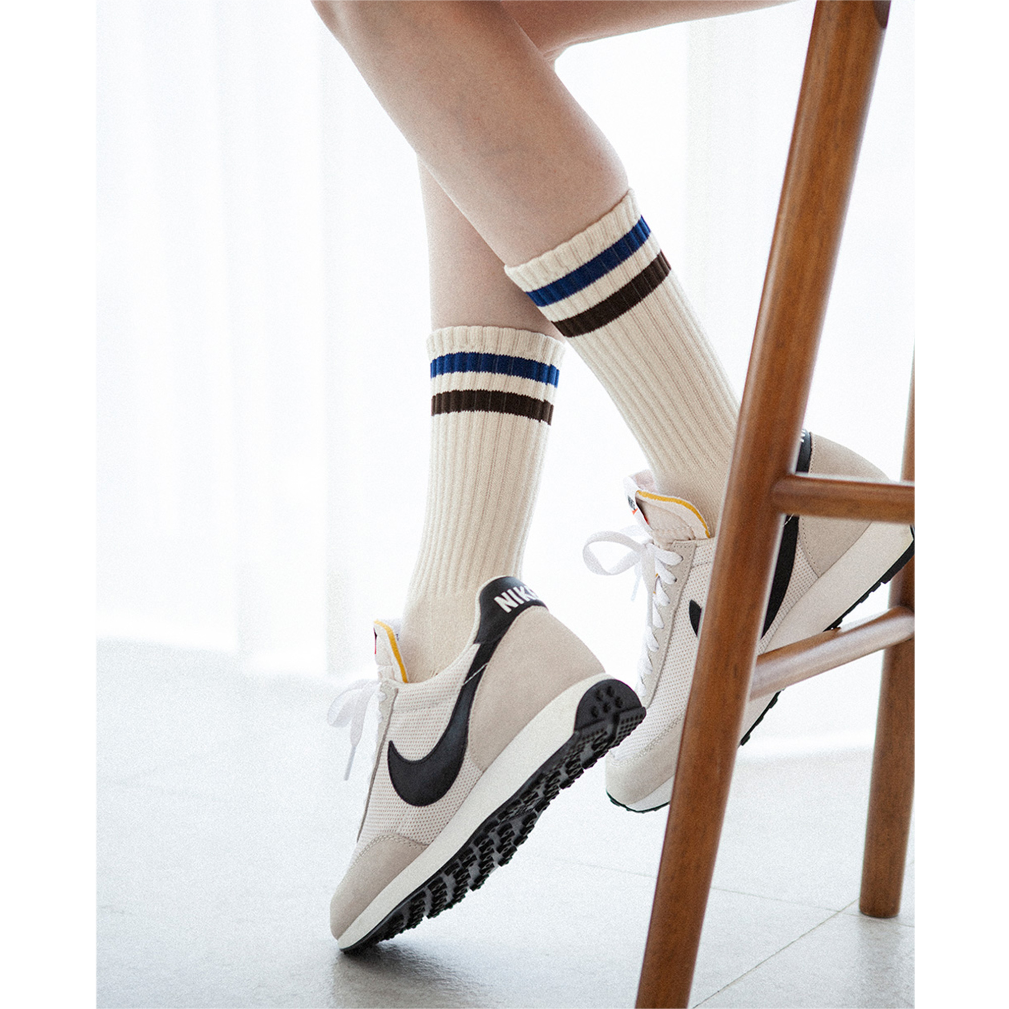 Women&#39;s Vintage Stripe Socks - Navy, Brown, &amp; Cream