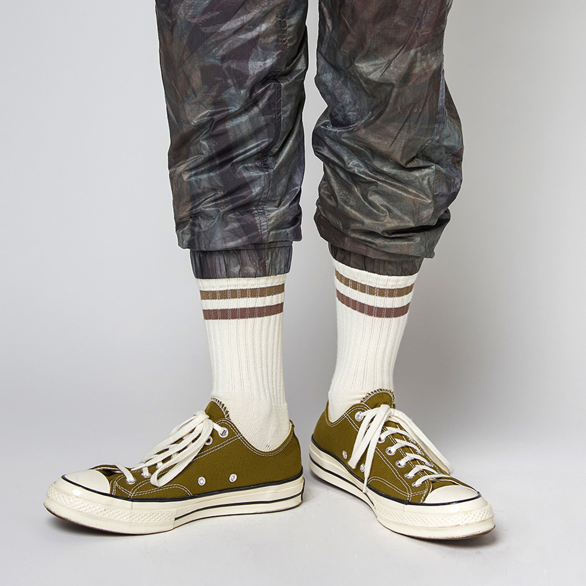 Women&#39;s Vintage Stripe Socks - Khaki, Beige, &amp; Cream