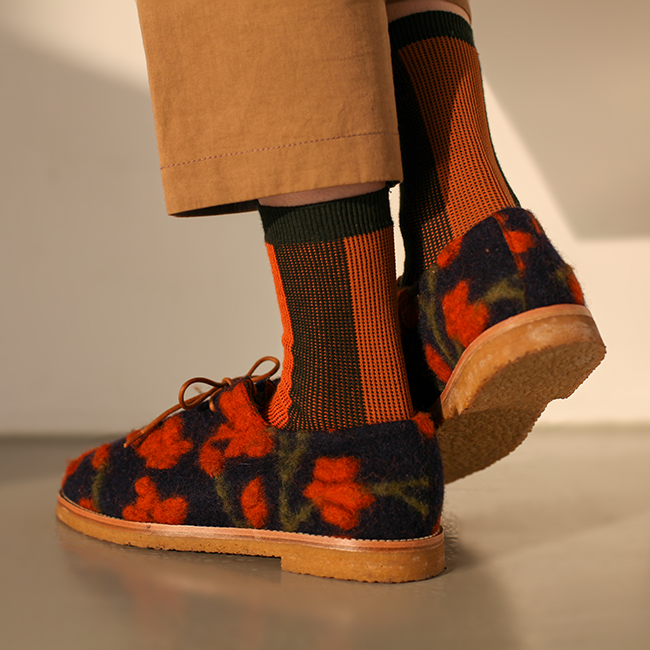 Women&#39;s BLanCHE Socks - Forest Green &amp; Orange