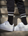 Women's Vintage Stripe Socks - Gray, White, & Black