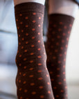 Women's Polka Dot Patterned Socks - Brown & Burgundy