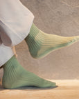 Women's Cotton Ribbed Socks - Smoky Green