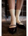 Women's Cotton Ribbed Socks - Vanilla Cream