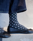 Women's Polka Dot Patterned Socks - Gray & White