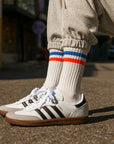 Men's Vintage Stripe Socks - Blue, Orange, & White