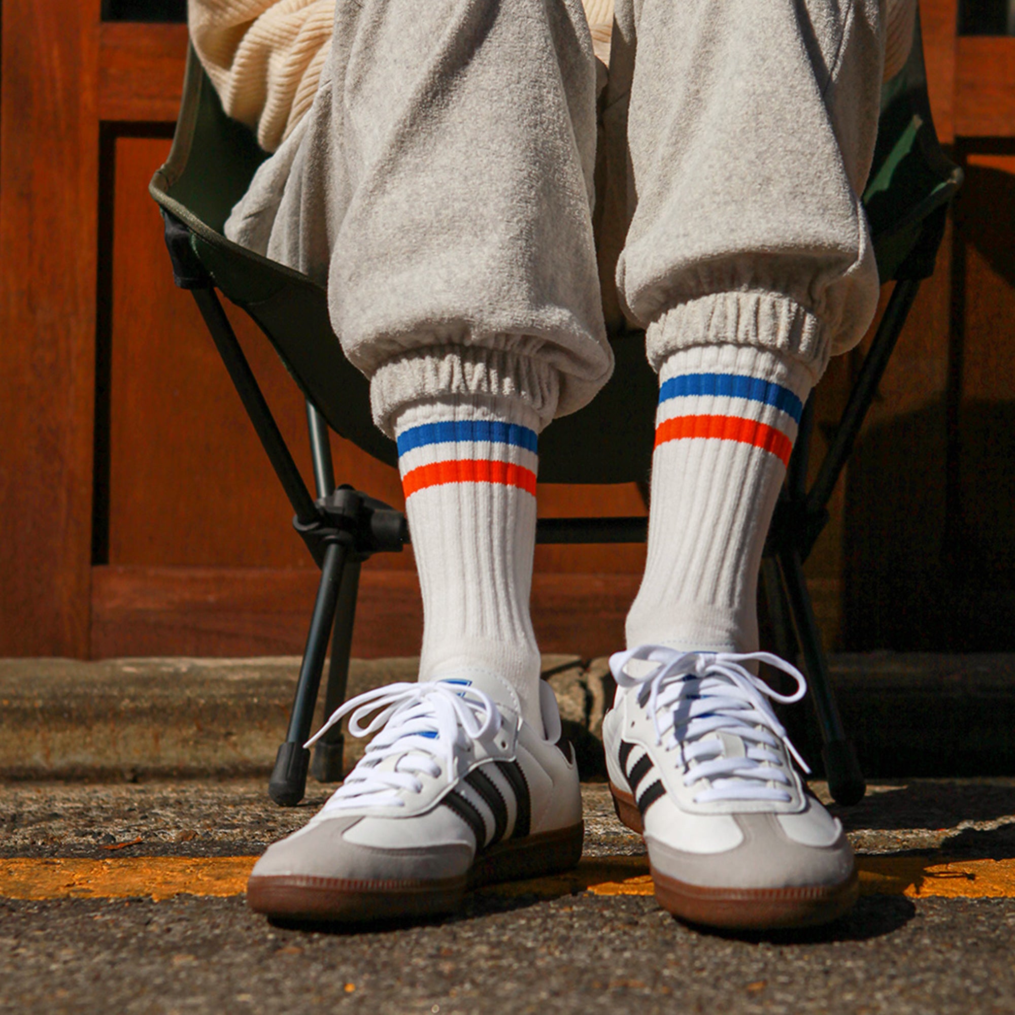 Women&#39;s Vintage Stripe Socks - Blue, Orange, &amp; White