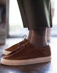 Men's Houndstooth Socks - Brown & Beige