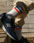 Women's Vintage Stripe Socks - Blue, Orange, & White