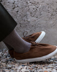 Men's Houndstooth Socks - Brown & Beige