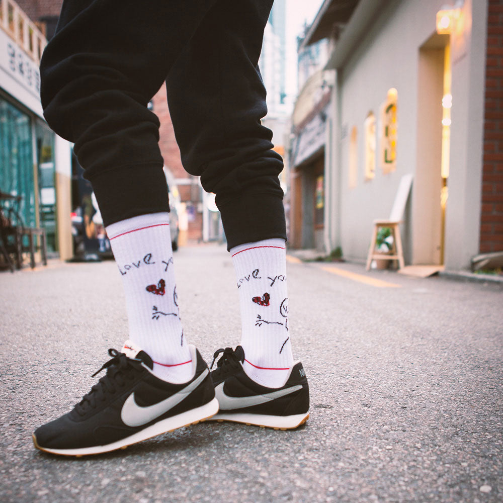 Nike cortez white outlet socks