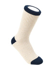 Women's Swoony Lines  Beige, Ivory & Navy Socks