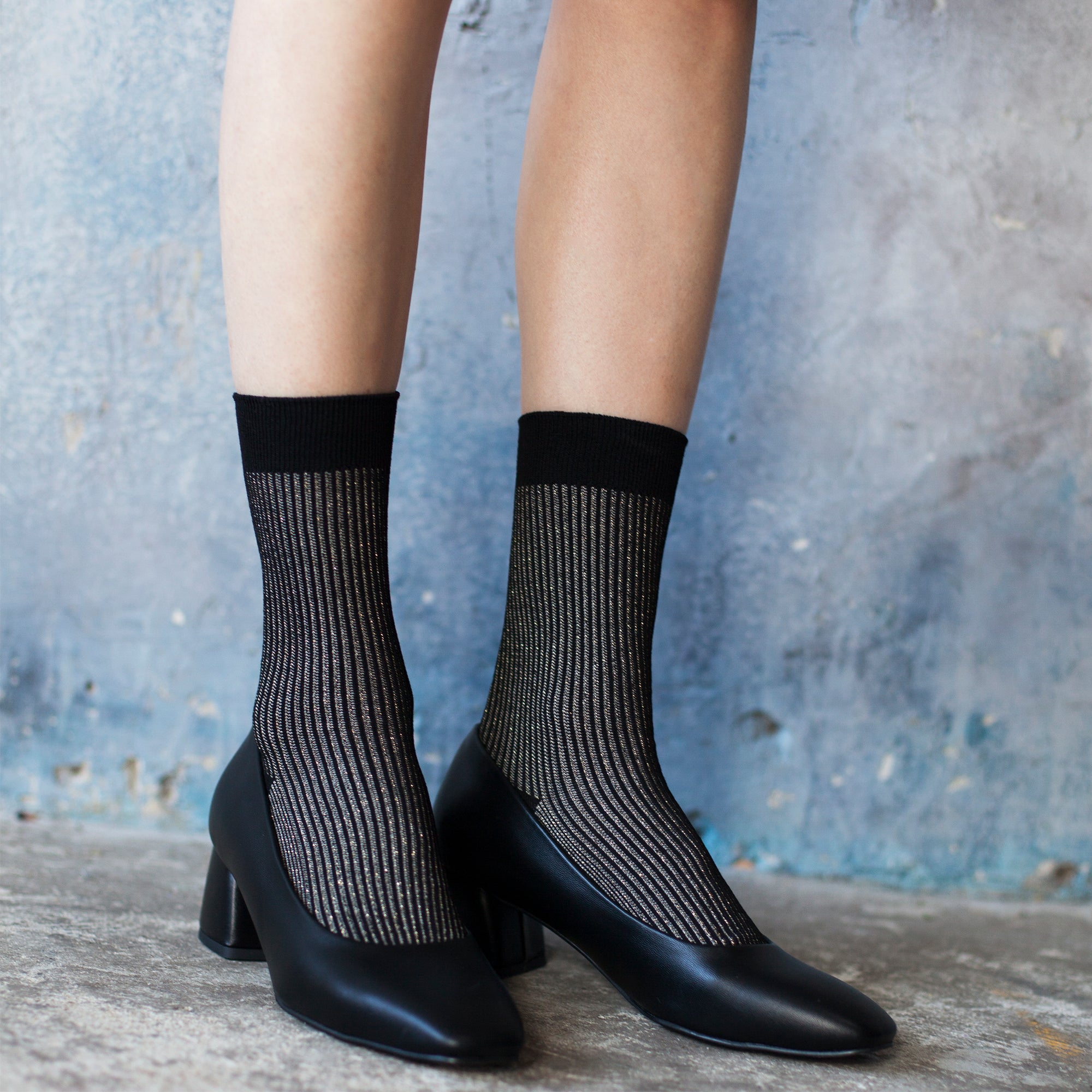 Two-Tone Ribbed - Black/Gold - Votta Socks