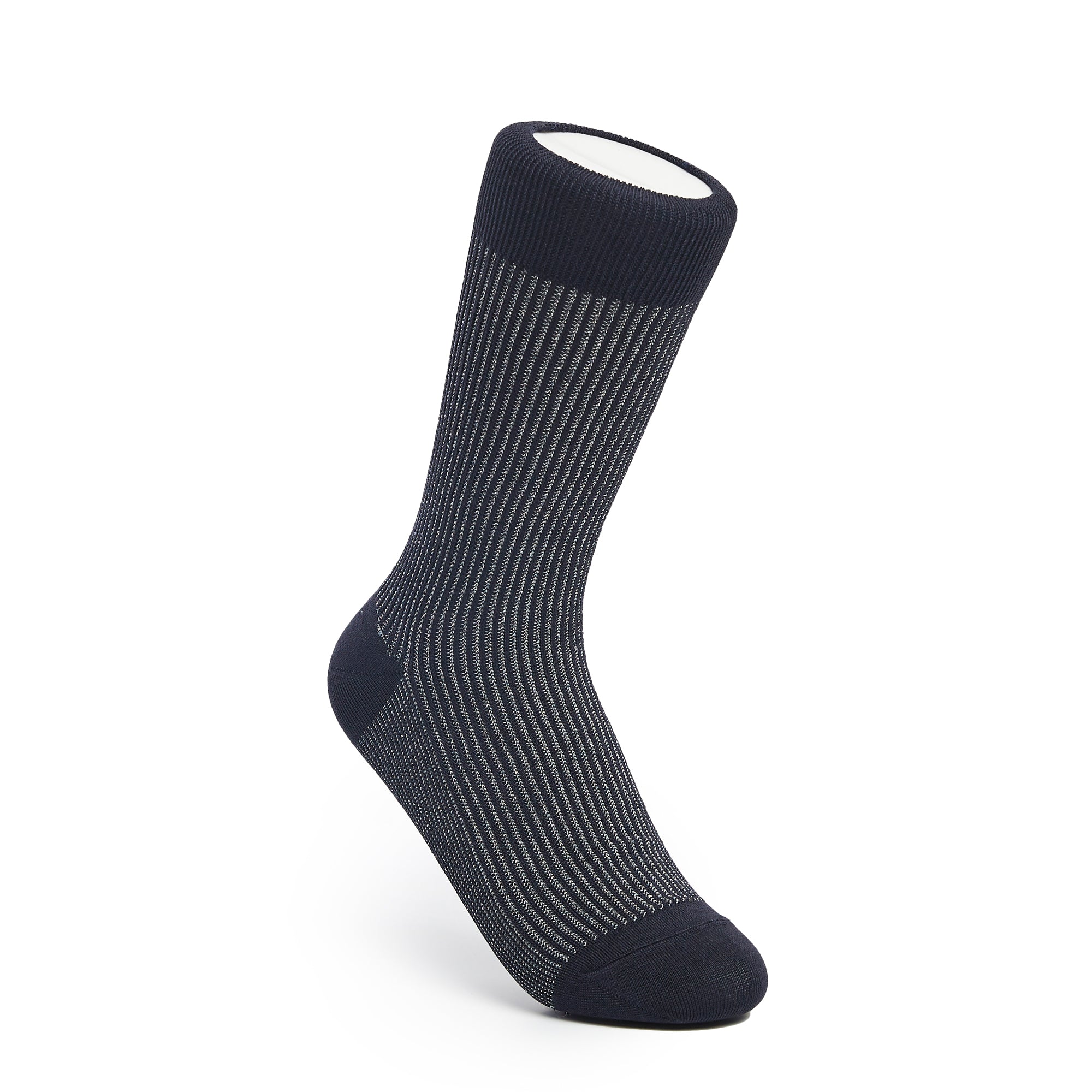 Two-Tone Ribbed - Navy/Silver - Votta Socks