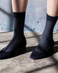 Two-Tone Ribbed - Navy/Silver - Votta Socks