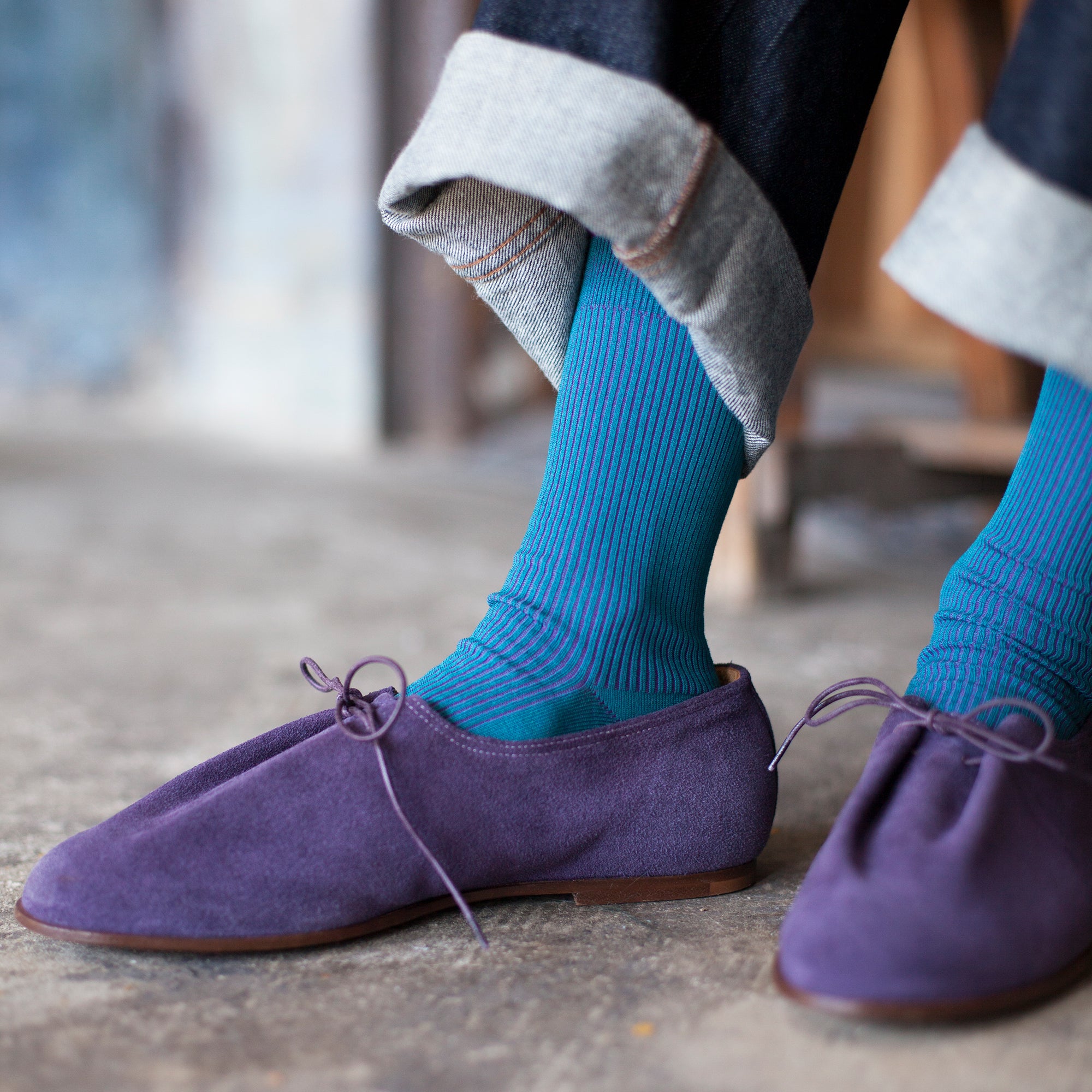 Two-Tone Ribbed - Blue/Purple - Votta Socks